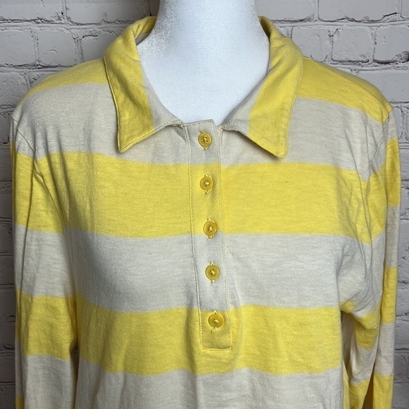 J. Crew Fitted Button-Front Stripe Rugby Top in Lemon Zest Natural - Picture 3 of 12